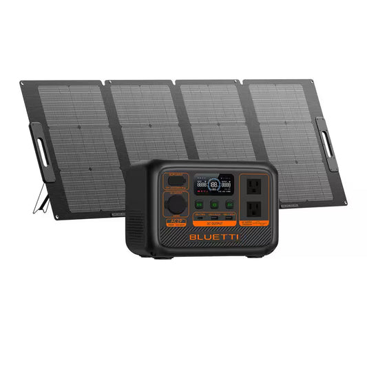 300-Watt Continuous/600W Peak Output Power Station AC2P Push Button Start Lifepo4 Battery Generator + 120W Solar Panel